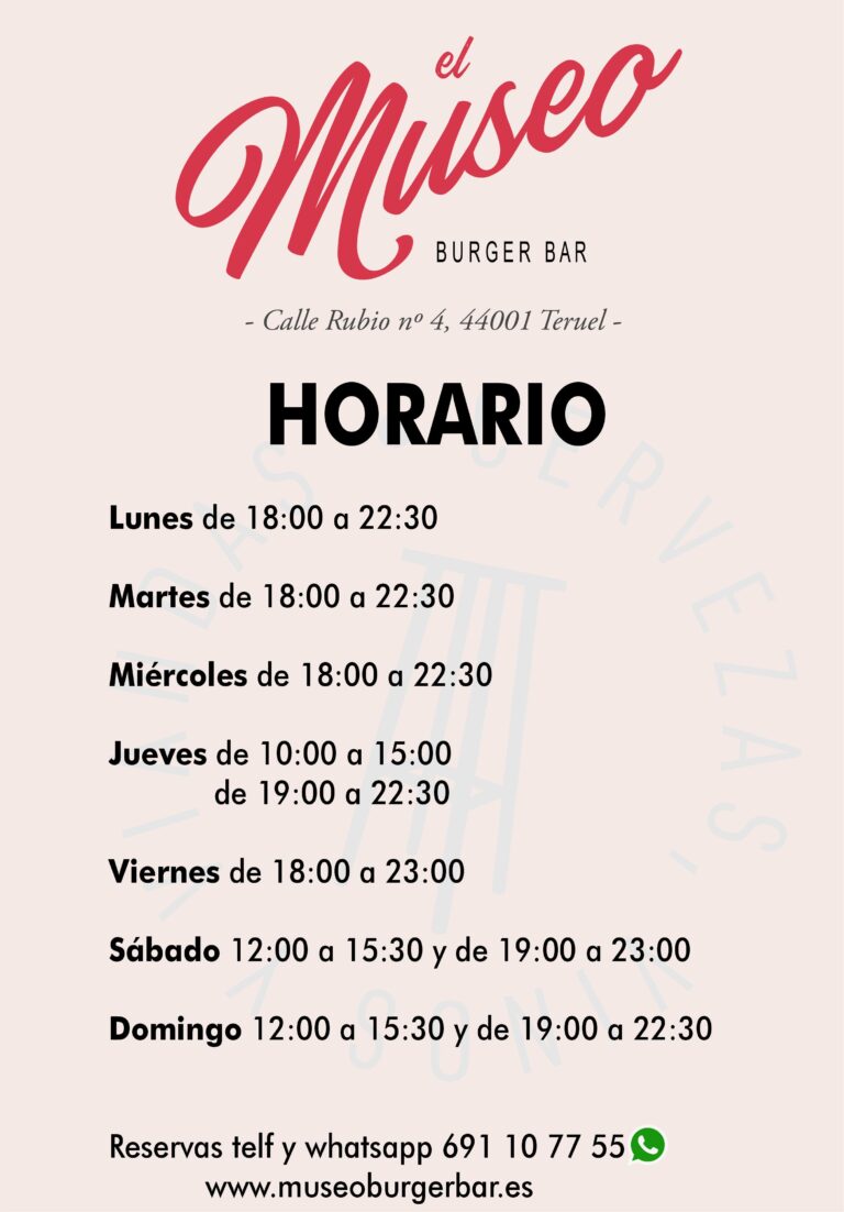 Horario Junio 2025-Museo Burger Bar