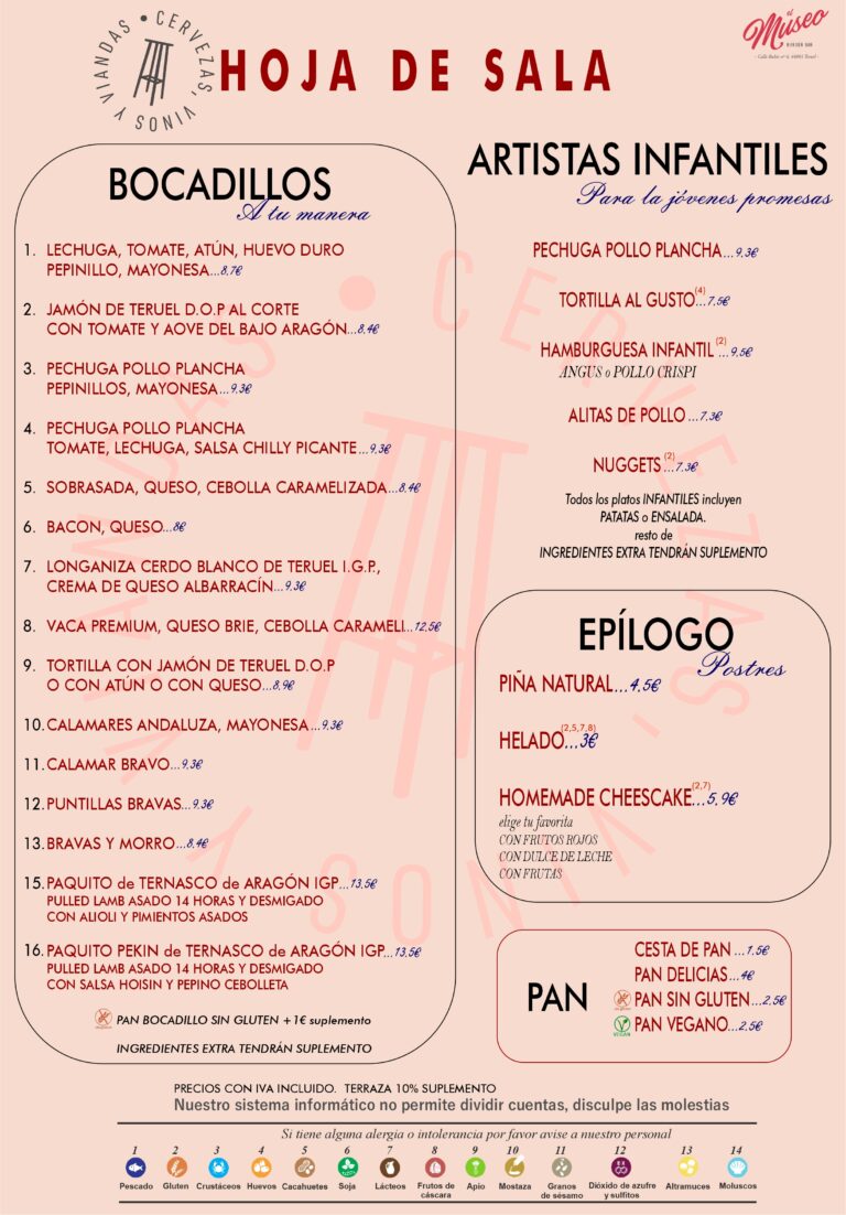 Bocadillos - El Museo Burger Bar