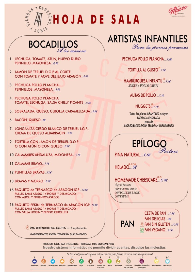 Bocadillos - El Museo Burger Bar