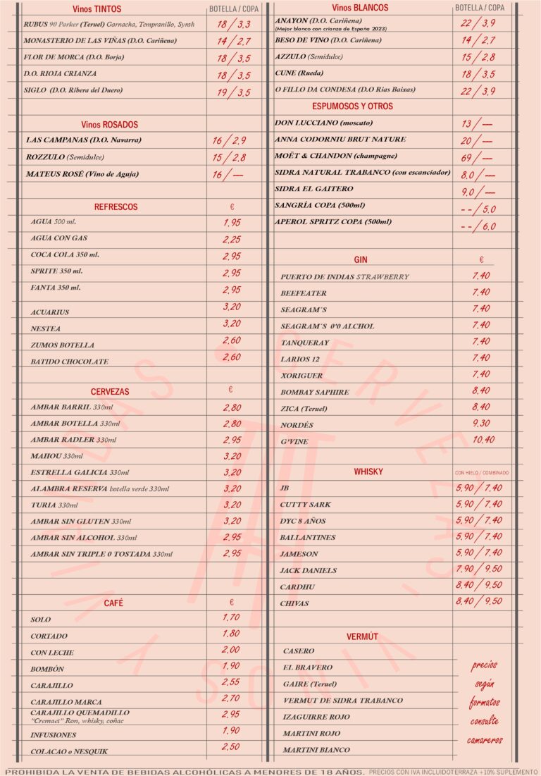 BEBIDAS junio 2026 - Museo Burger Bar